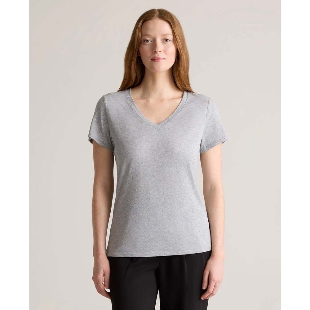 NWOT Quince Cotton Modal V Neck Tee Women’s Medium Gray Soft Basic T-Shirt